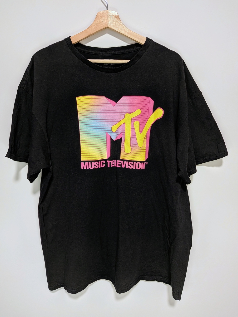 MTV Music Television Retro Logo Graphic T-Shirt Men's XL Black